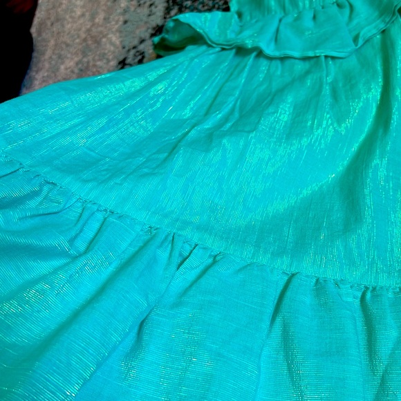 Cat & Jack Off Shoulder Dress M 7/8 Aqua - Picture 2 of 3